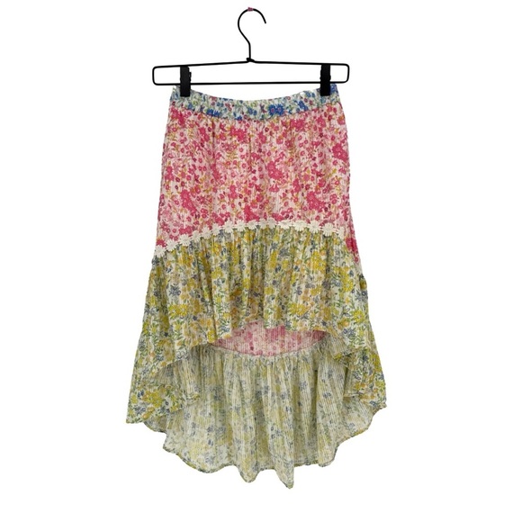 LoveShackFancy Girls 12Y Multicolor Floral High-Low Skirt - Picture 1 of 5